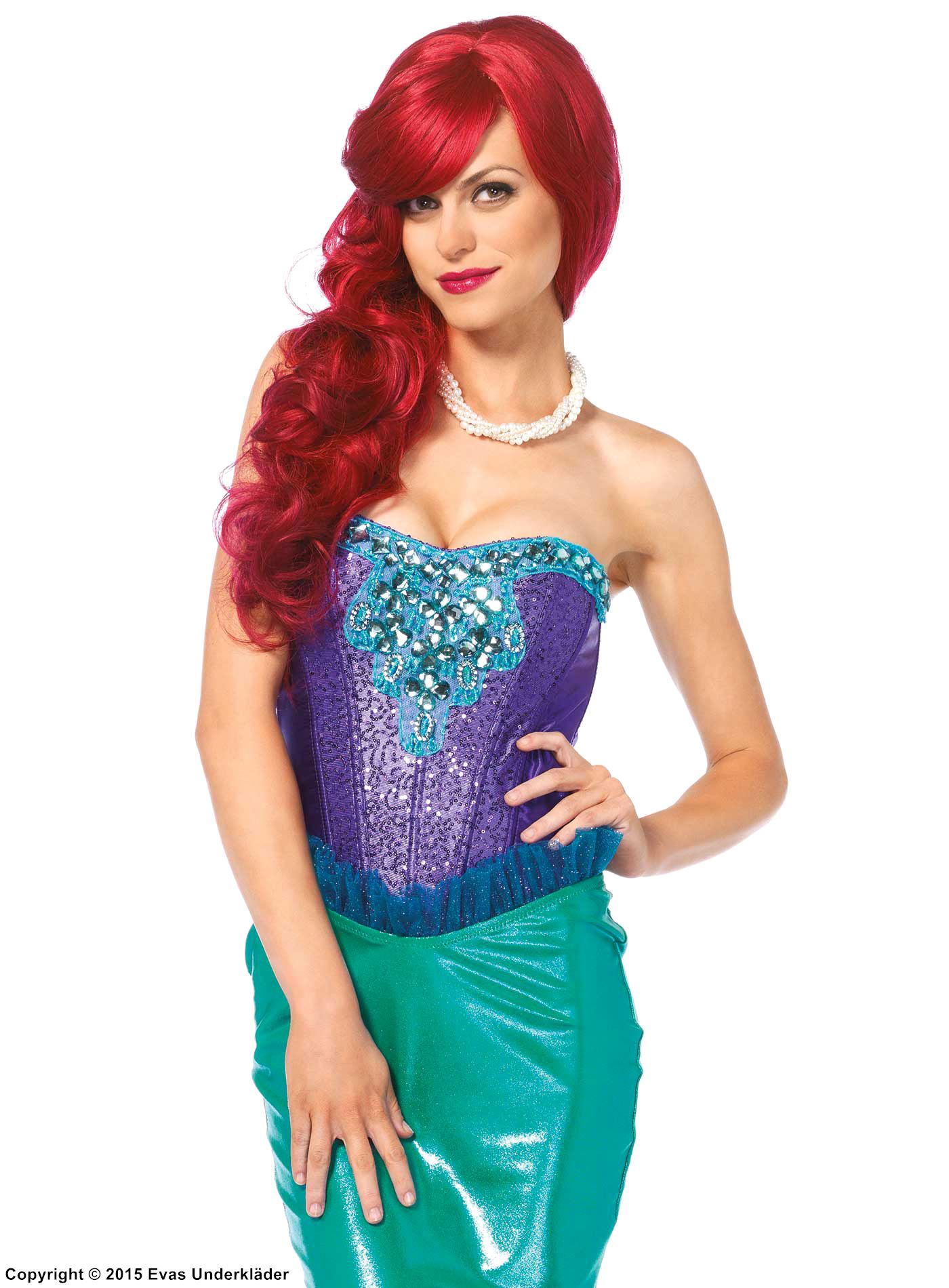 Ariel from The Little Mermaid, top and skirt costume, rhinestones, ruffles, sequins, fin